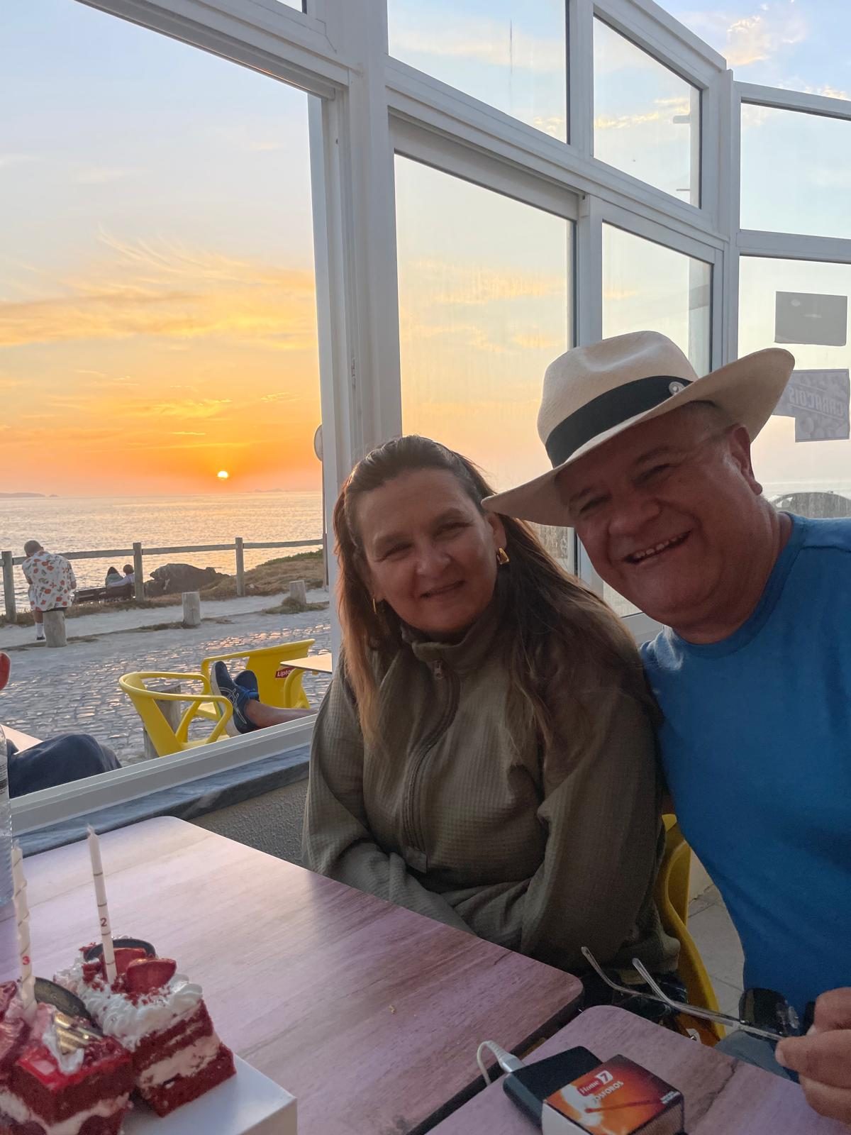 Francisco and Maria at sunset